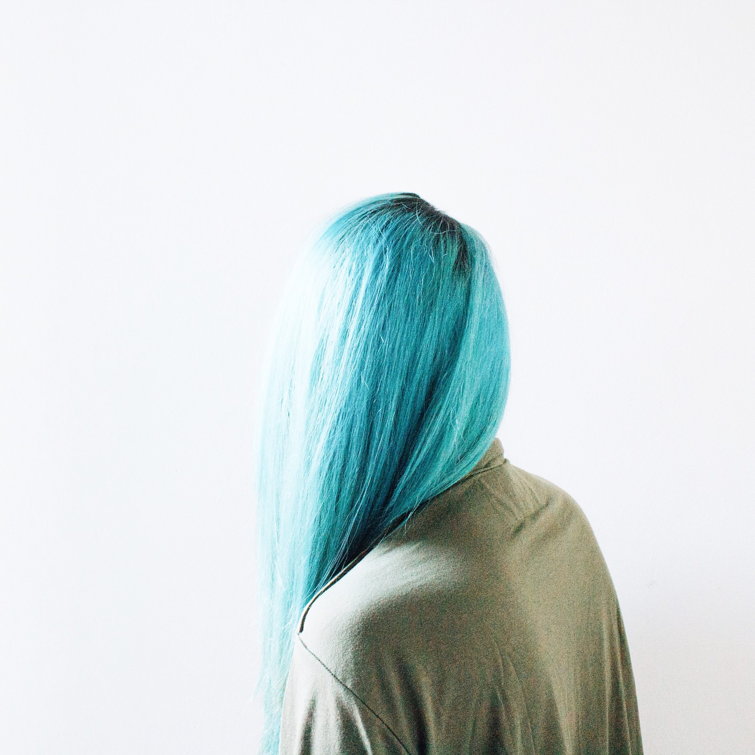 Woman with Bleached Blue Hair