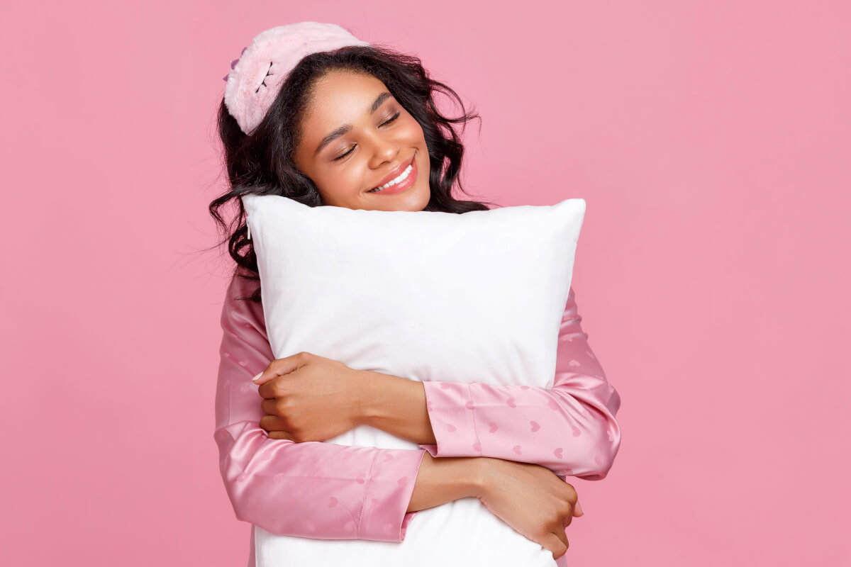 Woman Hugging Charcoal Pillow